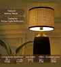 Table Lamps  Black Metal Base With Rattan Fabric Lampshade 21"For Home Decoration