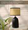 Table Lamps  Black Metal Base With Rattan Fabric Lampshade 21"For Home Decoration