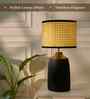 Table Lamps  Black Metal Base With Rattan Fabric Lampshade 21"For Home Decoration