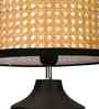 Table Lamps  Black Metal Base With Rattan Fabric Lampshade 21"For Home Decoration