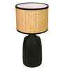 Table Lamps  Black Metal Base With Rattan Fabric Lampshade 21"For Home Decoration