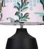 Table Lamps Black Metal Base With Green Tropical Fabric Lampshade 21" For Home Decoration