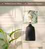 Table Lamps Black Metal Base With Green Tropical Fabric Lampshade 21" For Home Decoration