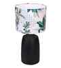 Table Lamps Black Metal Base With Green Tropical Fabric Lampshade 21" For Home Decoration