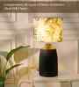 Table Lamps Black Metal Base With Green Tropical Fabric Lampshade 21" For Home Decoration