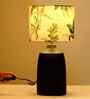 Table Lamps Black Metal Base With Green Tropical Fabric Lampshade 21" For Home Decoration