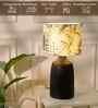 Table Lamps Black Metal Base With Green Tropical Fabric Lampshade 21" For Home Decoration