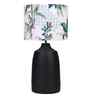 Table Lamps Black Metal Base With Green Tropical Fabric Lampshade 21" For Home Decoration