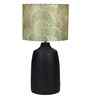 Table Lamps Black Metal Base With Mango Silk Lily Leaves Fabric Lampshade 21" For Home Decoration