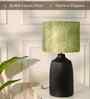 Table Lamps Black Metal Base With Mango Silk Lily Leaves Fabric Lampshade 21" For Home Decoration