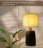 Table Lamps Black Metal Base With Mango Silk Lily Leaves Fabric Lampshade 21" For Home Decoration