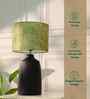 Table Lamps Black Metal Base With Mango Silk Lily Leaves Fabric Lampshade 21" For Home Decoration