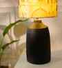 Table Lamps Black Metal Base With Mharani Fabric Lampshade 21" For Home Decoration