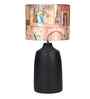 Table Lamps Black Metal Base With Mharani Fabric Lampshade 21" For Home Decoration