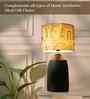 Table Lamps Black Metal Base With Mharani Fabric Lampshade 21" For Home Decoration