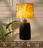 Table Lamps Black Metal Base With Mharani Fabric Lampshade 21" For Home Decoration