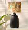 Table Lamps Black Metal Base With Mharani Fabric Lampshade 21" For Home Decoration