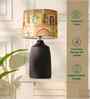 Table Lamps Black Metal Base With Mharani Fabric Lampshade 21" For Home Decoration
