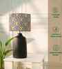 Table Lamps Black Metal Base With Orange Zebra Fabric Lampshade 21" For Home Decoration