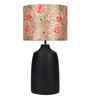 Table Lamps Black Metal Base With Silk Persian Flower Fabric Lampshade 21" For Home Decoration