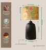 Table Lamps Black Metal Base With Silk Persian Flower Fabric Lampshade 21" For Home Decoration