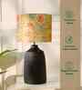 Table Lamps Black Metal Base With Silk Persian Flower Fabric Lampshade 21" For Home Decoration