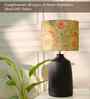 Table Lamps Black Metal Base With Silk Persian Flower Fabric Lampshade 21" For Home Decoration