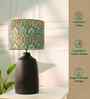 Table Lamps Black Metal Base With Teal Garland Fabric Lampshade 21" For Home Decoration
