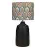 Table Lamps Black Metal Base With Teal Garland Fabric Lampshade 21" For Home Decoration