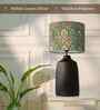 Table Lamps Black Metal Base With Teal Garland Fabric Lampshade 21" For Home Decoration