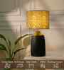Table Lamps Black Metal Base With Teal Garland Fabric Lampshade 21" For Home Decoration
