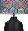 Table Lamps Black Metal Base With Teal Garland Fabric Lampshade 21" For Home Decoration