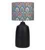 Table Lamps Black Metal Base With Teal Garland Fabric Lampshade 21" For Home Decoration