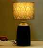 Table Lamps Black Metal Base With Teal Garland Fabric Lampshade 21" For Home Decoration
