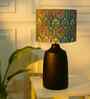 Table Lamps Black Metal Base With Teal Garland Fabric Lampshade 21" For Home Decoration