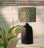 Table Lamps Black Metal Base With Teal Garland Fabric Lampshade 21" For Home Decoration