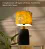 Table Lamps Black Metal Base With Yellow Victorian Fabric Lampshade 21" For Home Decoration