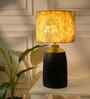 Table Lamps Black Metal Base With Yellow Victorian Fabric Lampshade 21" For Home Decoration