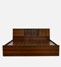 Tahara Queen Size Bed in Virola Wood Finish with Box Storage & Headboard Storage