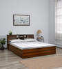 Tahara Queen Size Bed in Virola Wood Finish with Box Storage & Headboard Storage