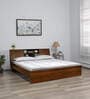 Tahara Queen Size Bed in Virola Wood Finish with Headboard Storage