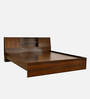Tahara Queen Size Bed in Virola Wood Finish with Headboard Storage