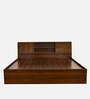 Tahara Queen Size Bed in Virola Wood Finish with Headboard Storage