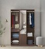 Takashi 3 Door Wardrobe in Regato Walnut Finish with Mirror & Lock