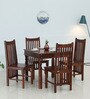 Takhat Sheesham Wood 4 Seater Dining Set In Honey Oak Finish