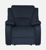 Taki Velvet 1 Seater Manual Recliner In Blue Colour with Hidden Cupholders