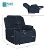 Taki Velvet 1 Seater Manual Recliner In Blue Colour with Hidden Cupholders