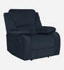 Taki Velvet 1 Seater Manual Recliner In Blue Colour with Hidden Cupholders
