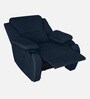 Taki Velvet 1 Seater Manual Recliner In Blue Colour with Hidden Cupholders