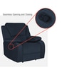 Taki Velvet 1 Seater Manual Recliner In Blue Colour with Hidden Cupholders